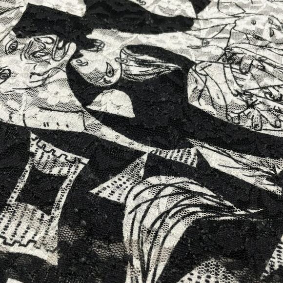 Vintage Chico’s Black and White V-Neck Top Art Deco Abstract - Picture 8 of 12